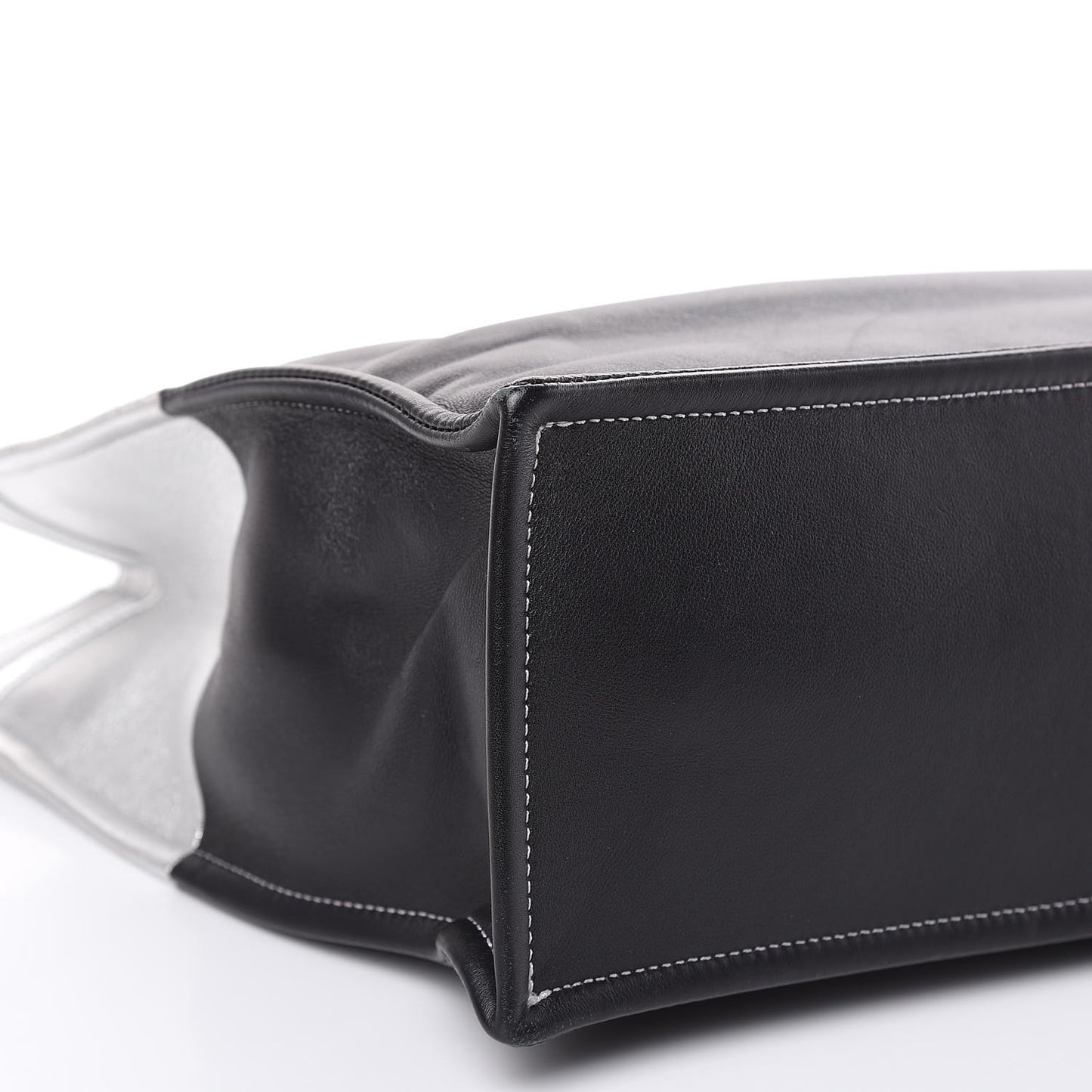 Metallic Goatskin Calfskin Bi-Color Large Boy Tote Black Silver