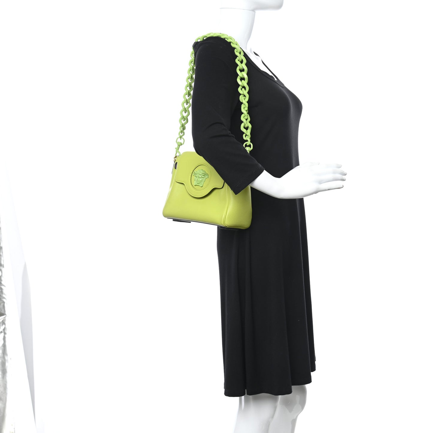 Calfskin Medusa Small Top Handle Handbag Lime