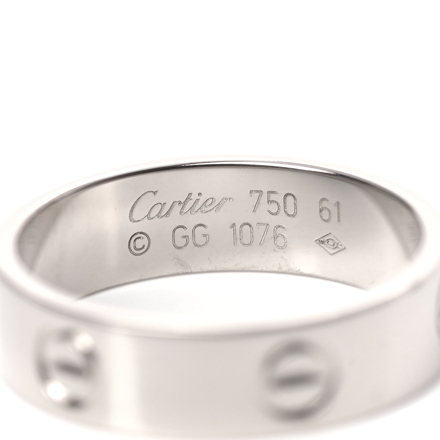 Cartier 18K White Gold 5.5mm LOVE Ring 61 9.5 4 of 5