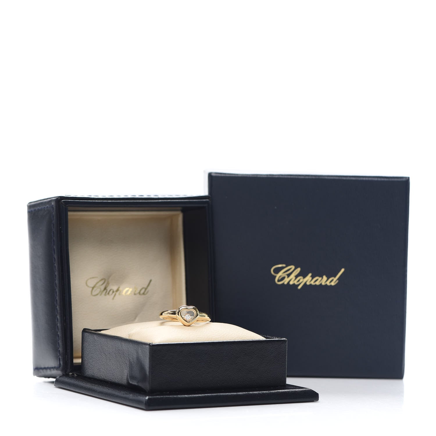 Chopard 18K Yellow Gold Diamond Happy Heart Ring 51 5.75 6 of 6