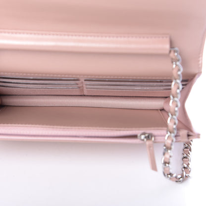 Chanel Goatskin Camellia Embossed Wallet On Chain WOC Light Pink 5 of 12