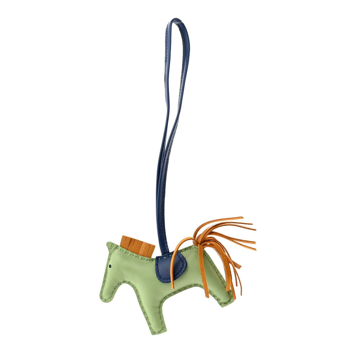 Milo Lambskin Grigri Rodeo Horse Bag Charm PM Vert Criquet Sesame Bleu De Malte