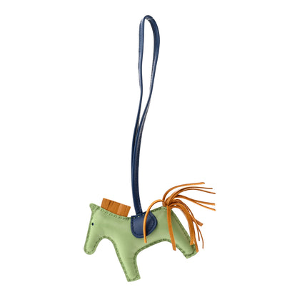 Hermes Milo Lambskin Grigri Rodeo Horse Bag Charm PM Vert Criquet Sesame Bleu De Malte 1 of 3