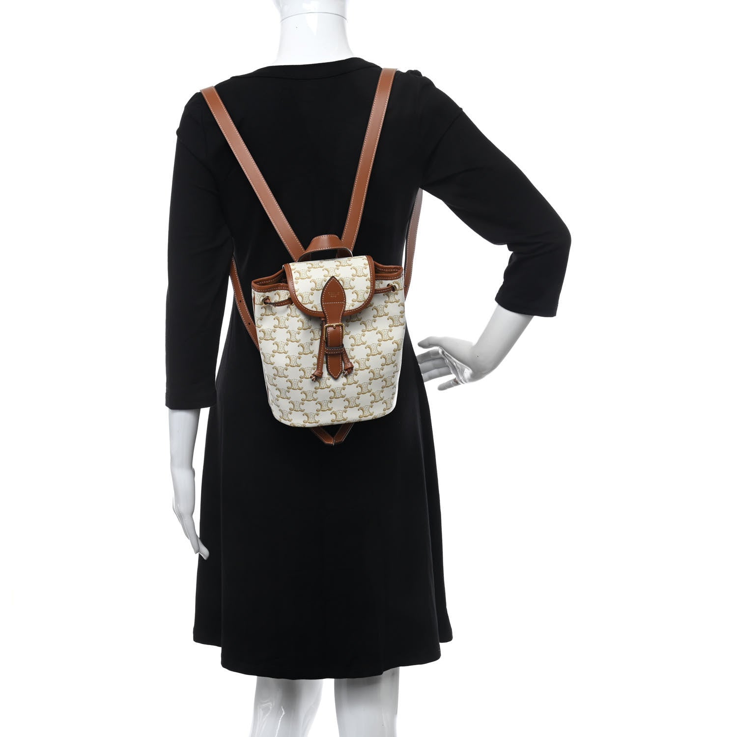 Celine Triomphe Canvas Calfskin Mini Folco Backpack White 2 of 11