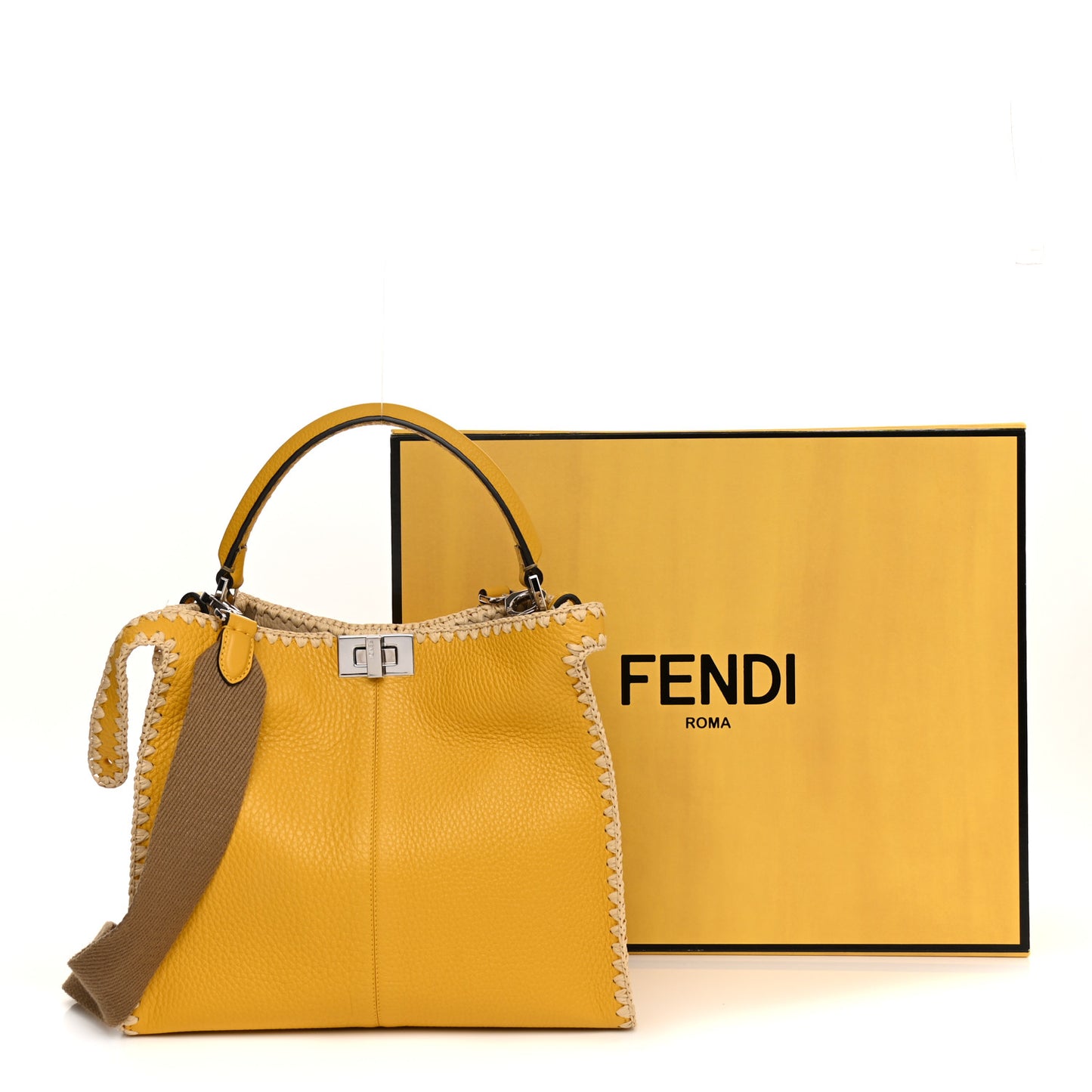 Cuoio Romano Selleria Raffia Bi-Color Woven Medium Peekaboo X-Lite Sunflower Paglia