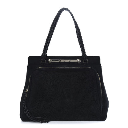 Valentino Garavani Calf Hair Lace Demetra Satchel Black 1 of 12