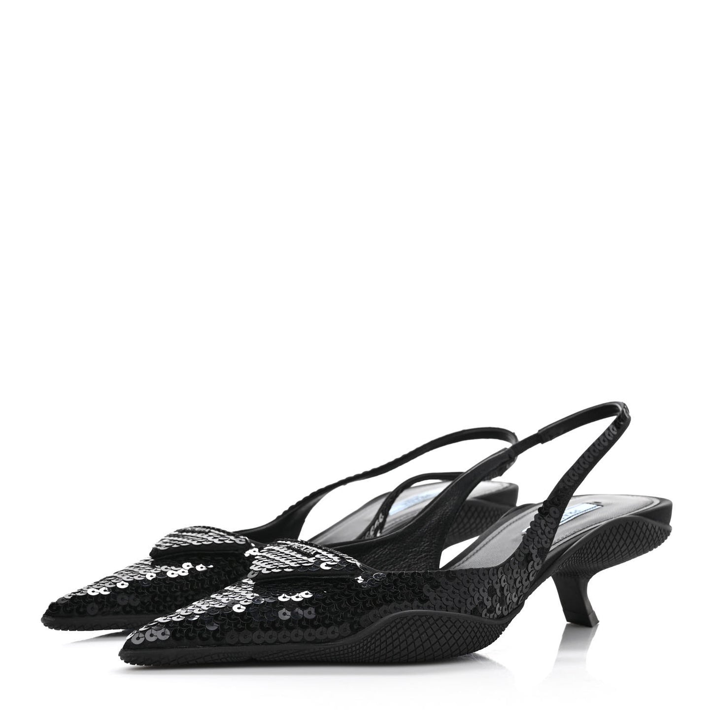Paillettes Logo Pointed Toe Slingback 45mm Pumps 37.5 Black