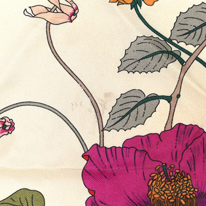 Gucci Silk Flora Gothic Square Scarf Ivory Red 6 of 8