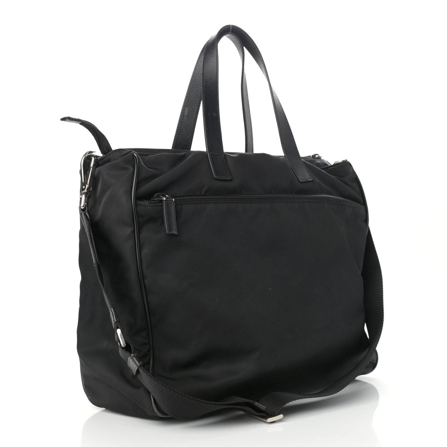 Nylon Saffiano Front Pocket Tote Black