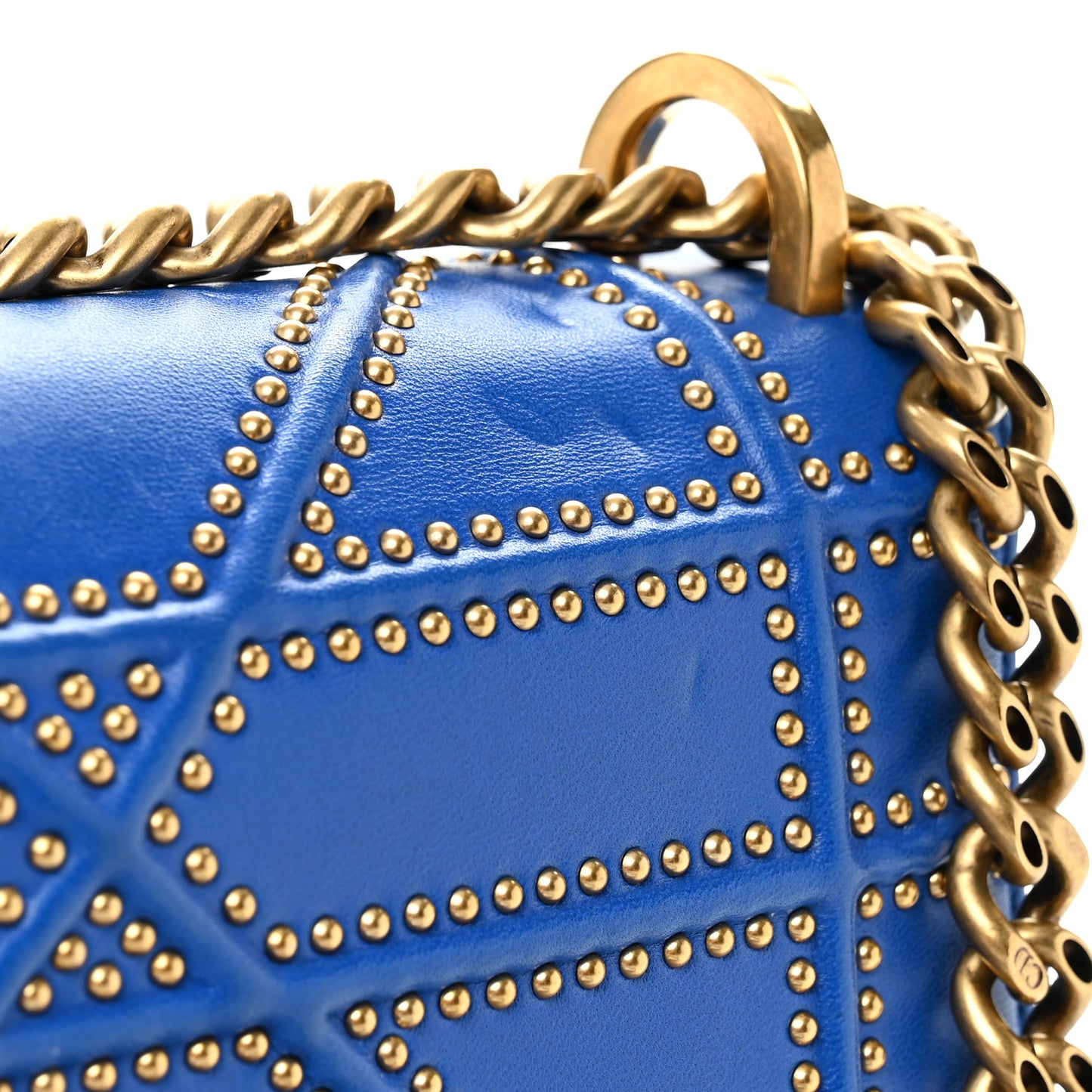 Lambskin Studded Medium Diorama Flap Bag Blue