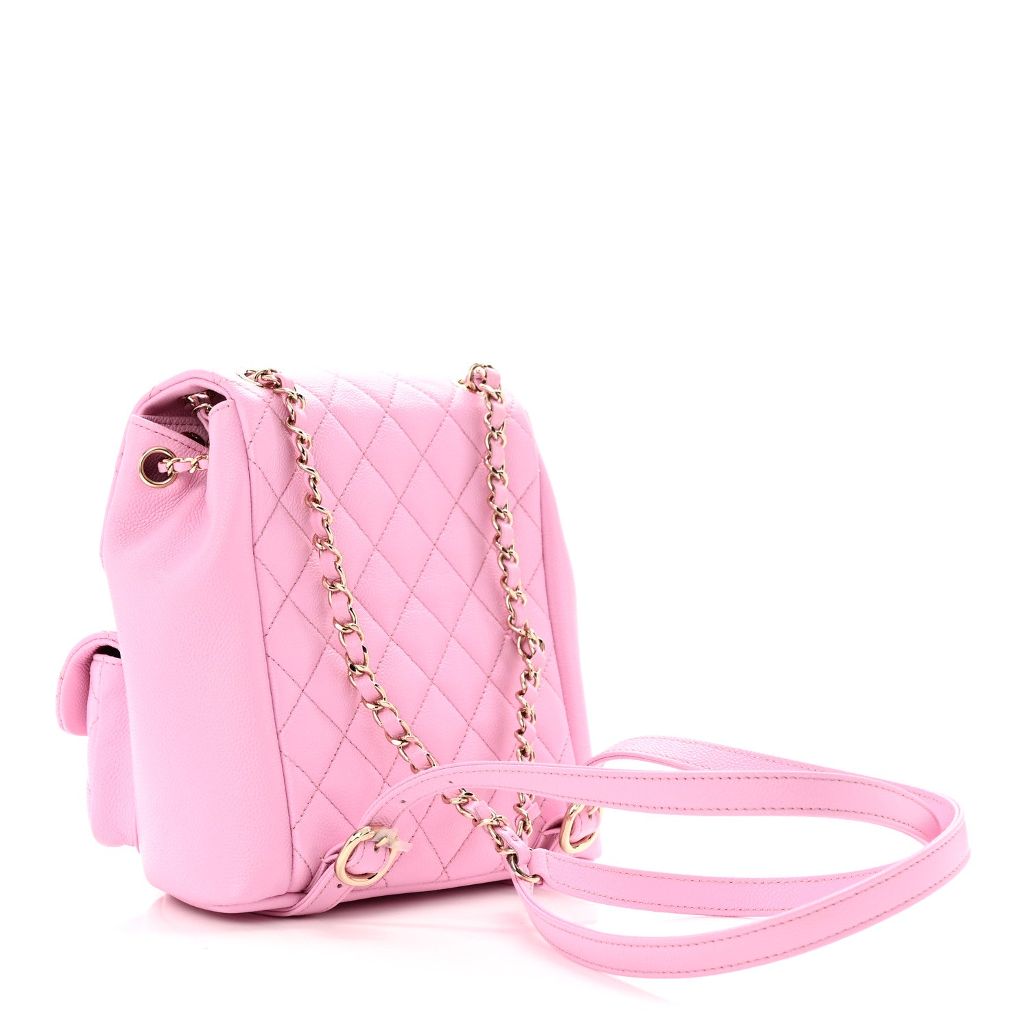 Chanel Shiny Caviar Quilted Medium Duma Pockets Drawstring Backpack Lilac 3 of 10