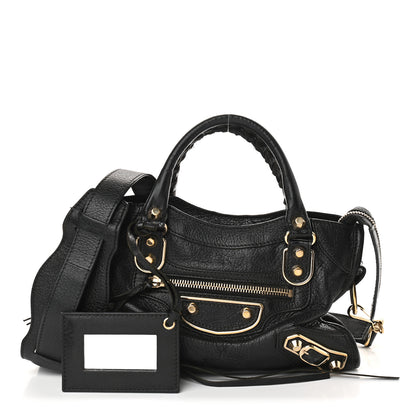 Balenciaga Chevre Gold Metallic Edge Hardware Mini City Black 1 of 14