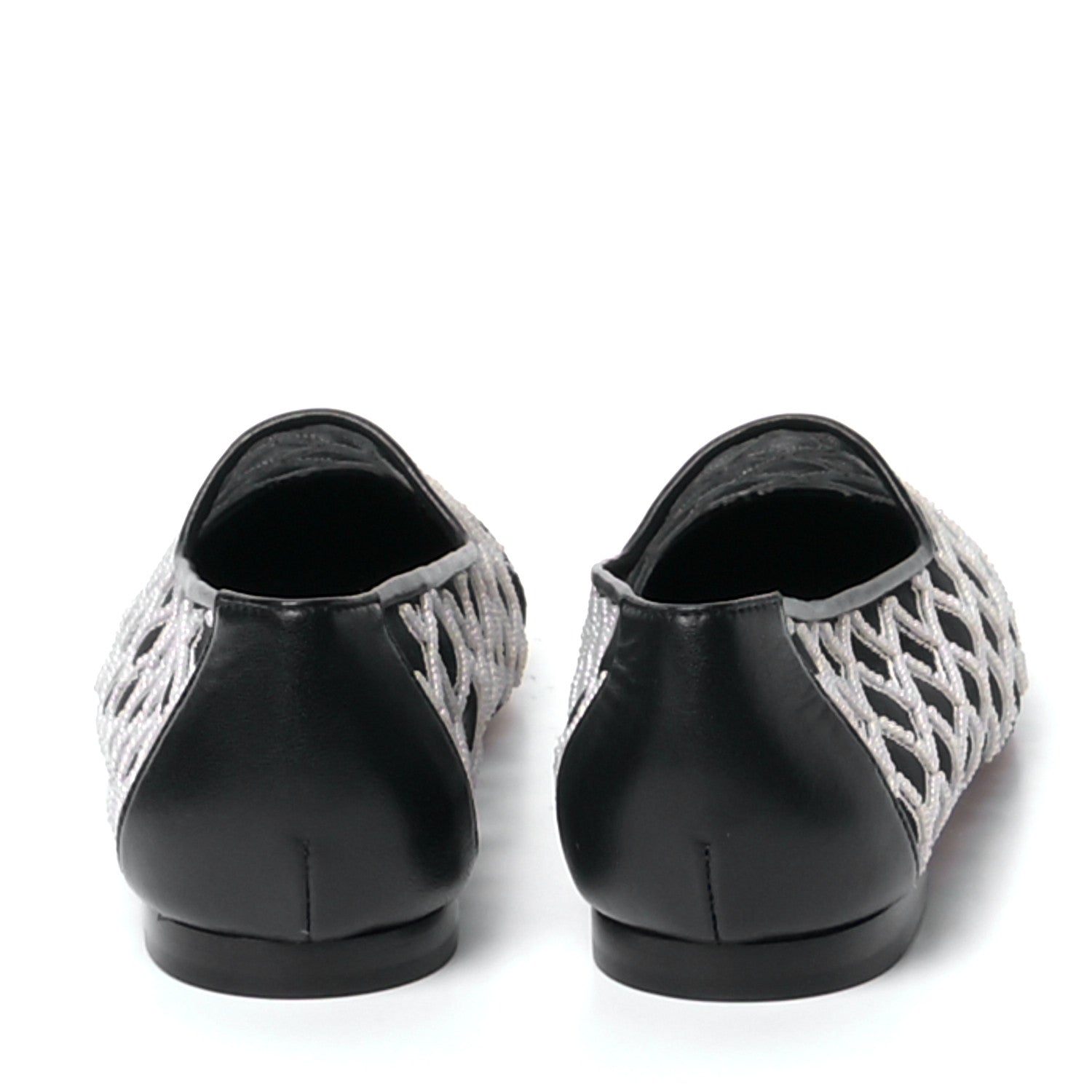 Chanel Mesh Pearl Grosgrain Cap Toe CC Loafers 36.5 Black Ivory 6 of 10