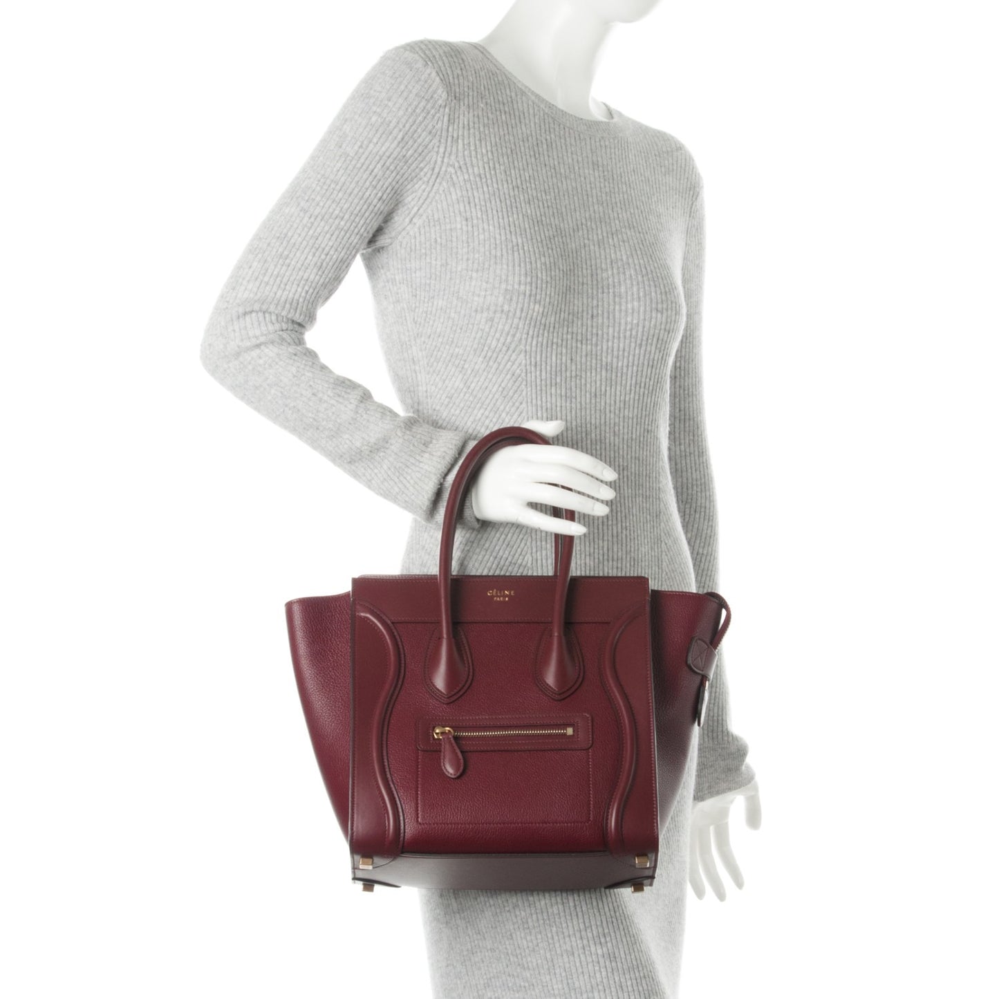 Goatskin Calfskin Micro Luggage Burgundy