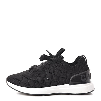 Chanel Mixed Fibers Quilted Womens CC Sneakers 35.5 Black 1 of 9