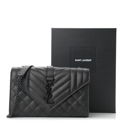 Saint Laurent Grain De Poudre Textured Mixed Matelasse Triquilt Small Monogram Satchel Black 10 of 10