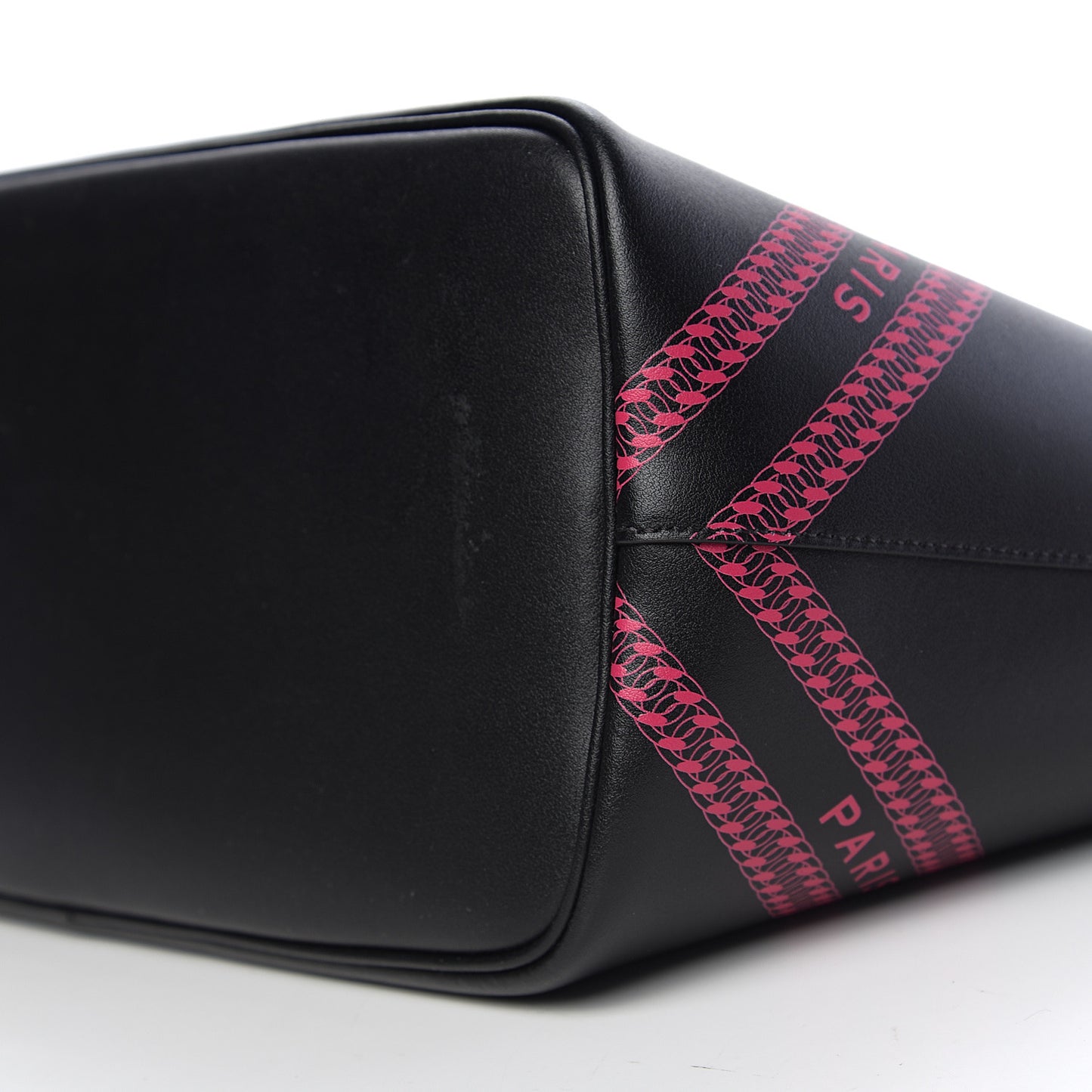 Smooth Calfskin Logo Chain Wing Shopper Tote Black Pink