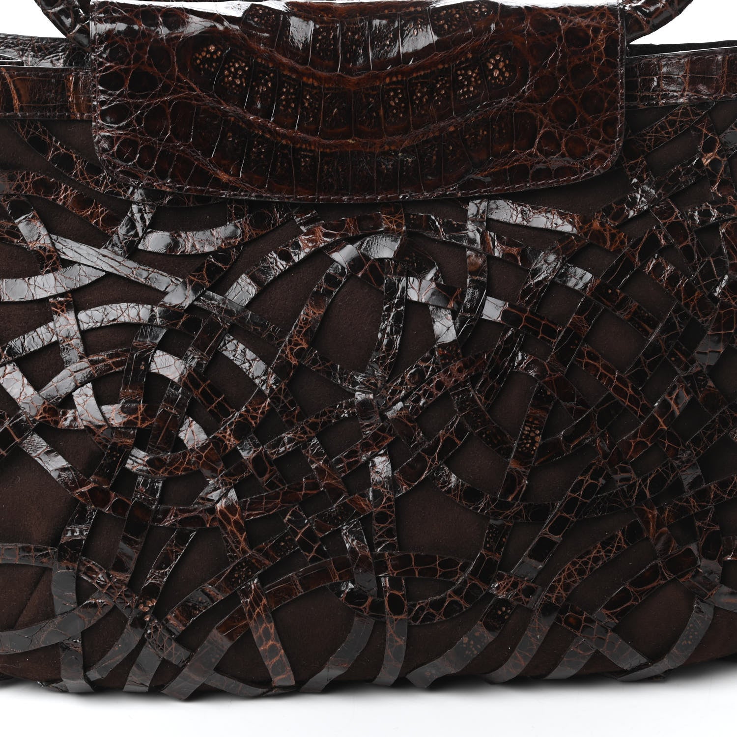 Nancy Gonzalez Crocodile Woven Suede Tote Chocolate 9 of 9
