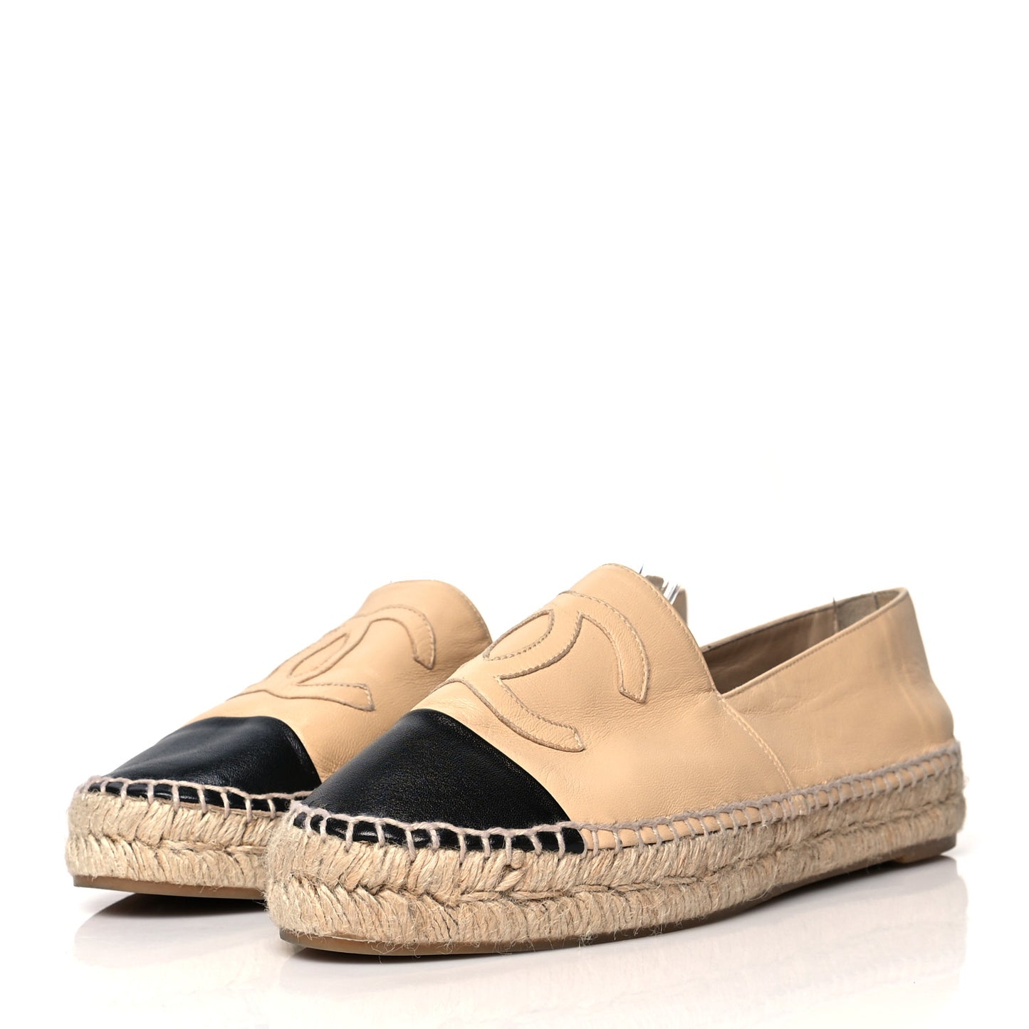 Lambskin CC Espadrilles 41 Beige Black