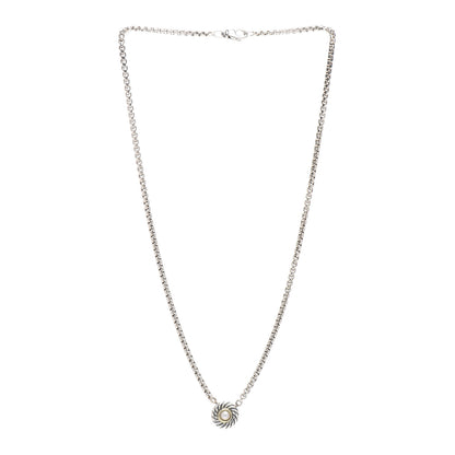 David Yurman Sterling Silver 14K Yellow Gold Pearl 12mm Cookie Pendant Necklace 3 of 4