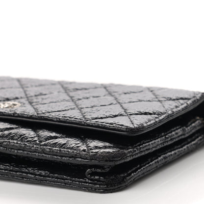 Chanel Distressed Patent Calfskin Quilted Wallet on Chain WOC Black 10 of 11