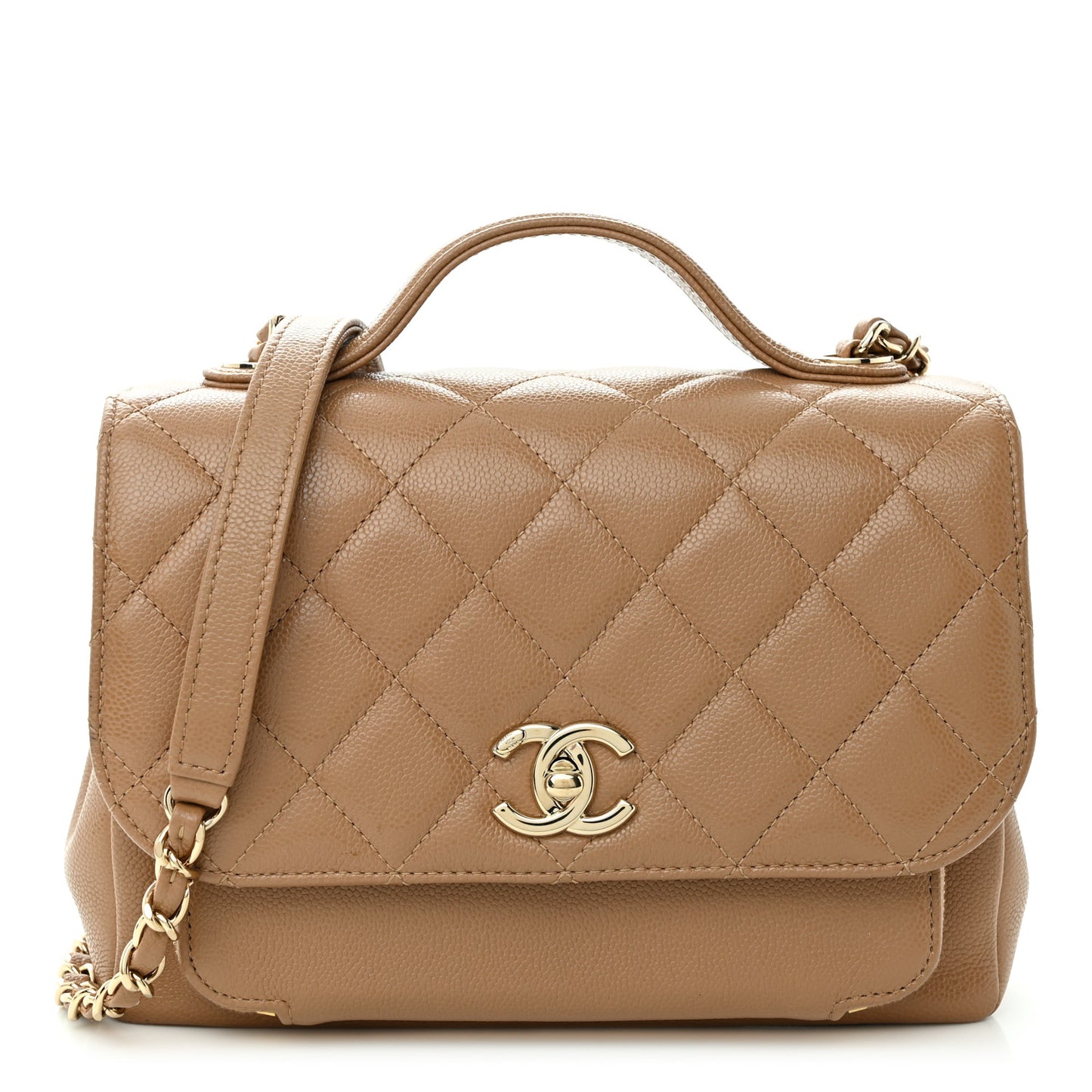 Caviar Quilted Medium Business Affinity Flap Beige