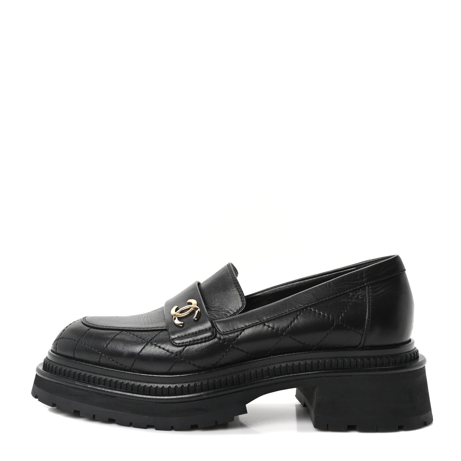 Chanel Calfskin Quilted CC Mocassin Loafers 38.5 Black 1 of 10