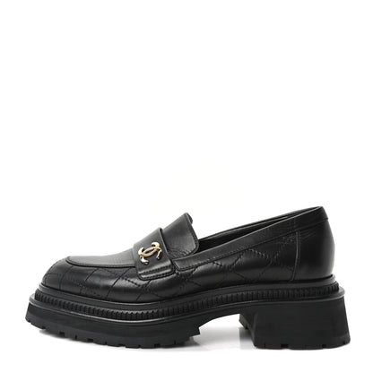Chanel Calfskin Quilted CC Mocassin Loafers 38.5 Black 1 of 10