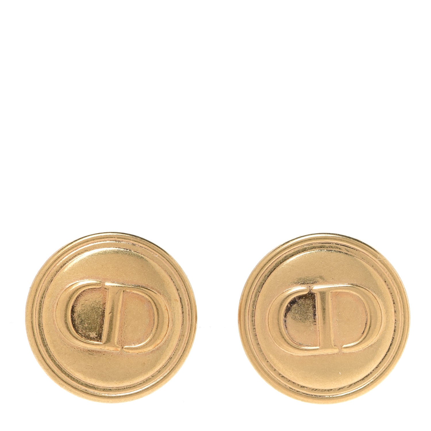 Christian Dior Metal CD Stud Earrings Gold 1 of 4