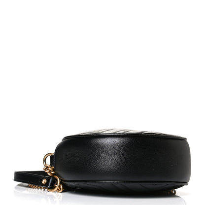 Gucci Azalea Calfskin Matelasse Heart Mini GG Marmont Round Shoulder Bag Black 4 of 10