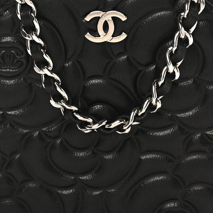 Chanel Goatskin Camellia Quilted Round Clutch With Chain Black 8 of 10