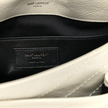 Saint Laurent Crinkled Calfskin Matelasse Monogram Baby Niki Chain Satchel Blanc Vintage 7 of 12
