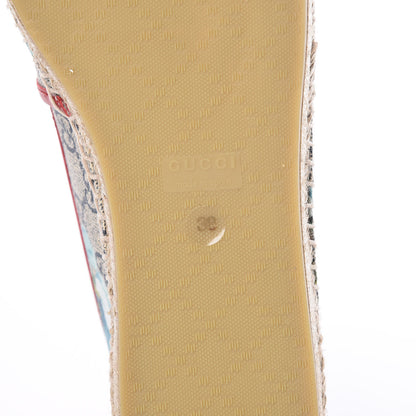 Gucci GG Supreme Monogram Blooms Espadrilles 38 Beige Blue Navy Hibiscus Red 6 of 10