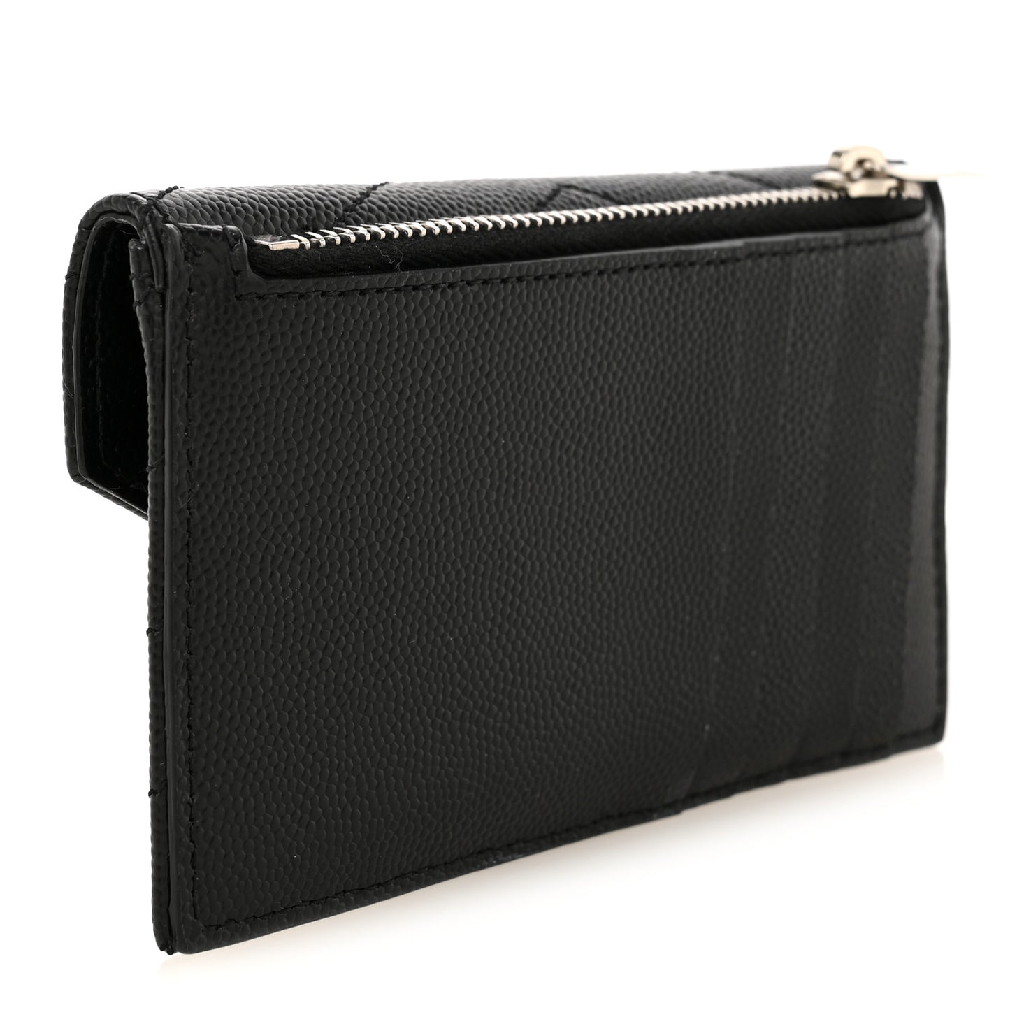 Grain De Poudre Matelasse Chevron Monogram Compact Wallet Black