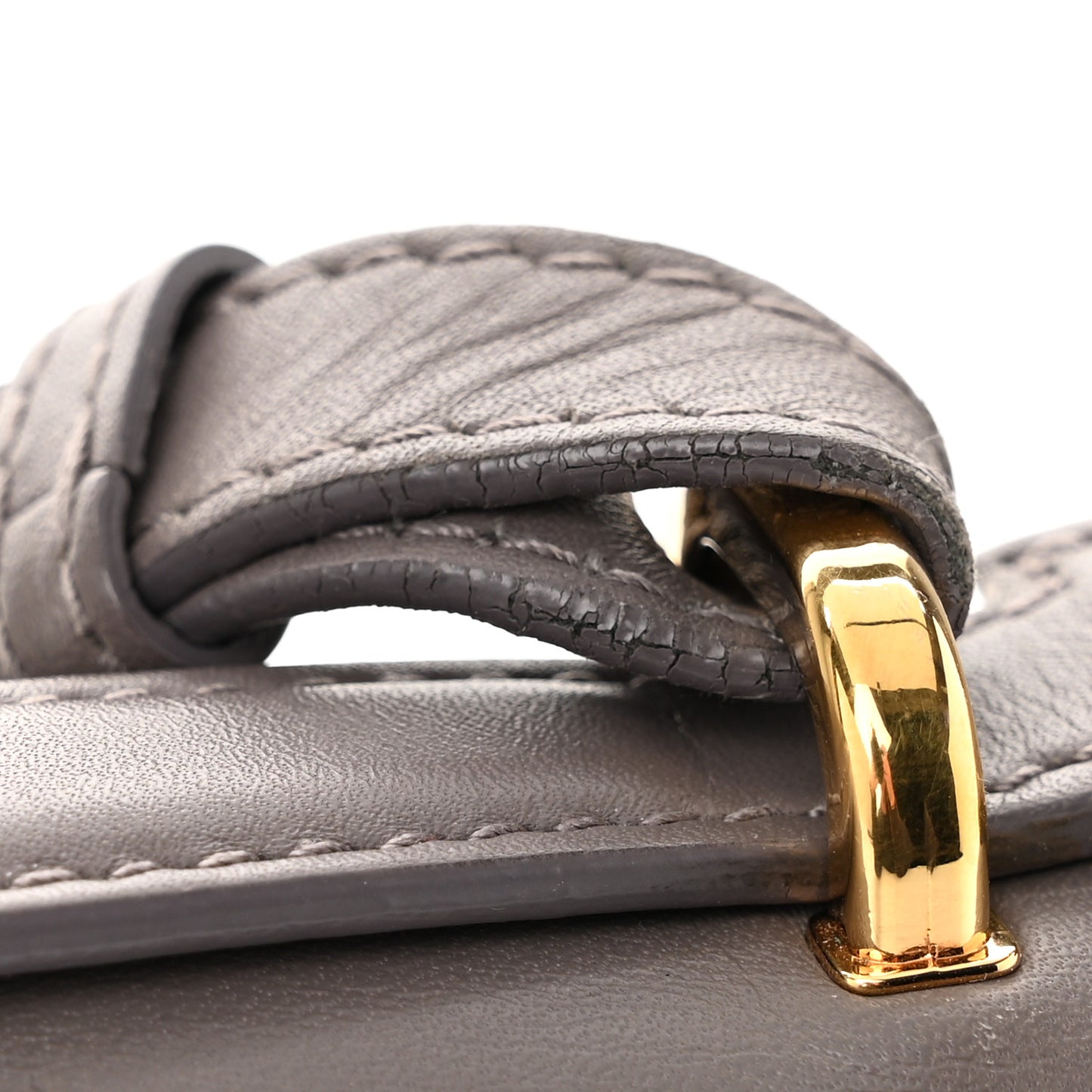 Smooth Calfskin Aileen Gancio Lock Shoulder Bag Urban Grey