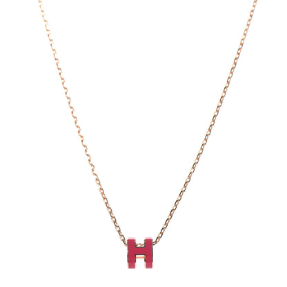 Hermes Lacquered Rose Gold Mini Pop H Pendant Necklace Rose Extreme 1 of 6