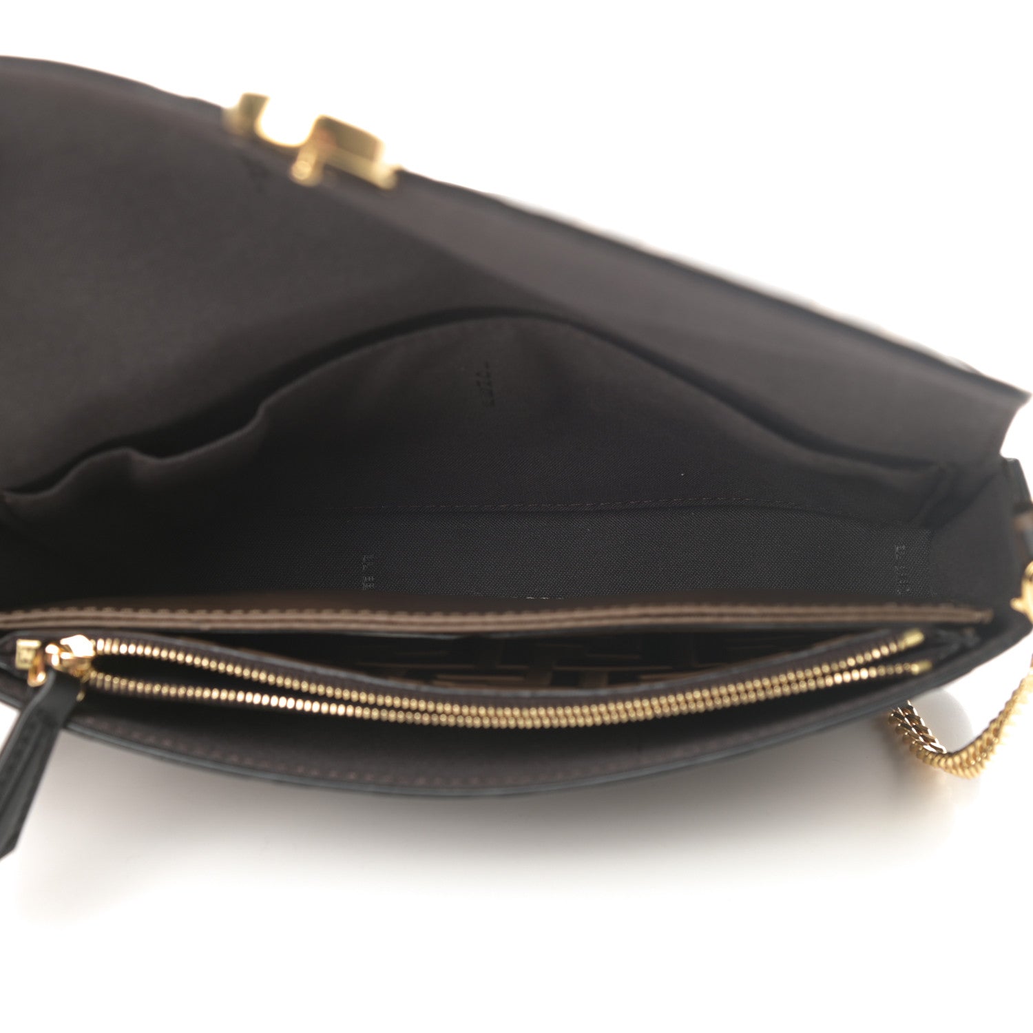 Fendi Vitello Soft F is Fendi Bi-Color FF 1974 Embossed Envelope Wallet On Chain with Pouches Maya Black 6 of 13