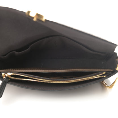 Fendi Vitello Soft F is Fendi Bi-Color FF 1974 Embossed Envelope Wallet On Chain with Pouches Maya Black 6 of 13