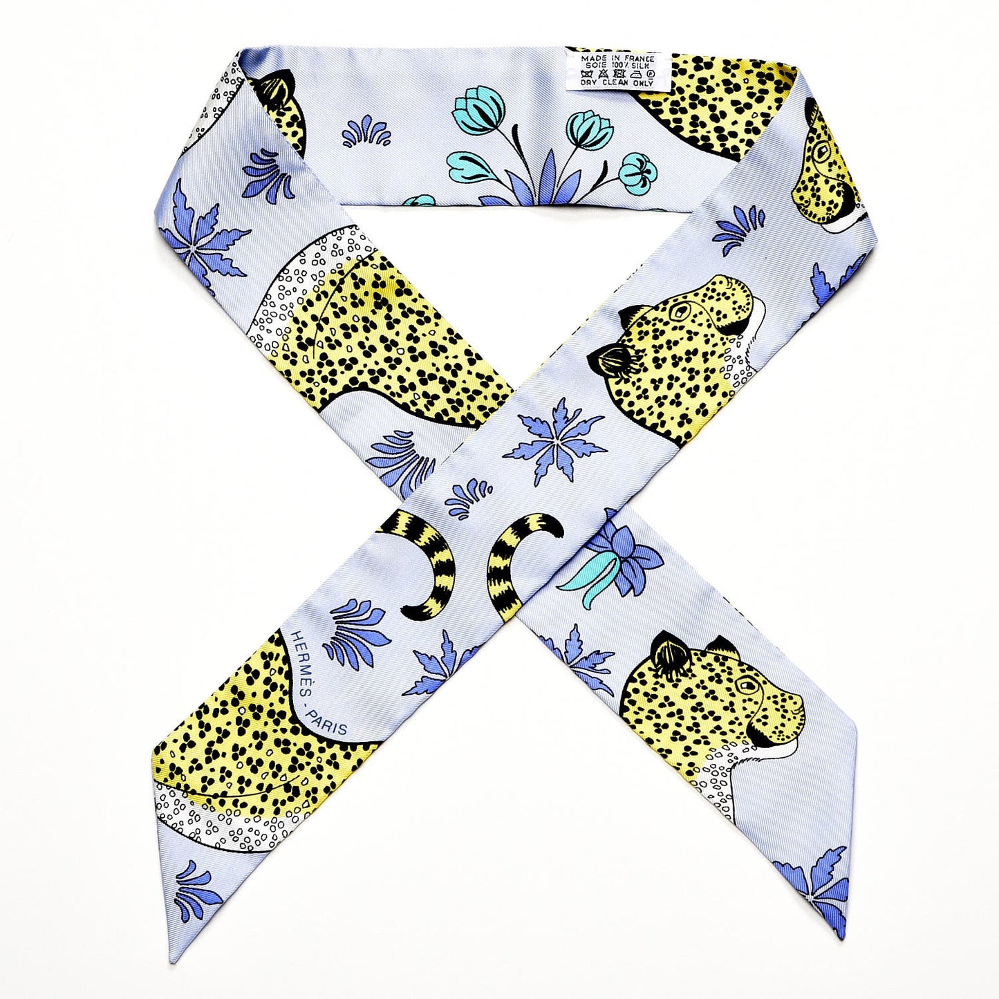 Silk Les Leopards Twilly Ciel Jaune Lavande