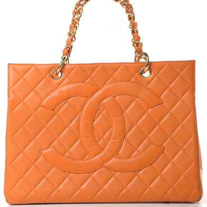 Chanel Caviar Quilted Grand Shopping Tote GST Orange 9 of 19