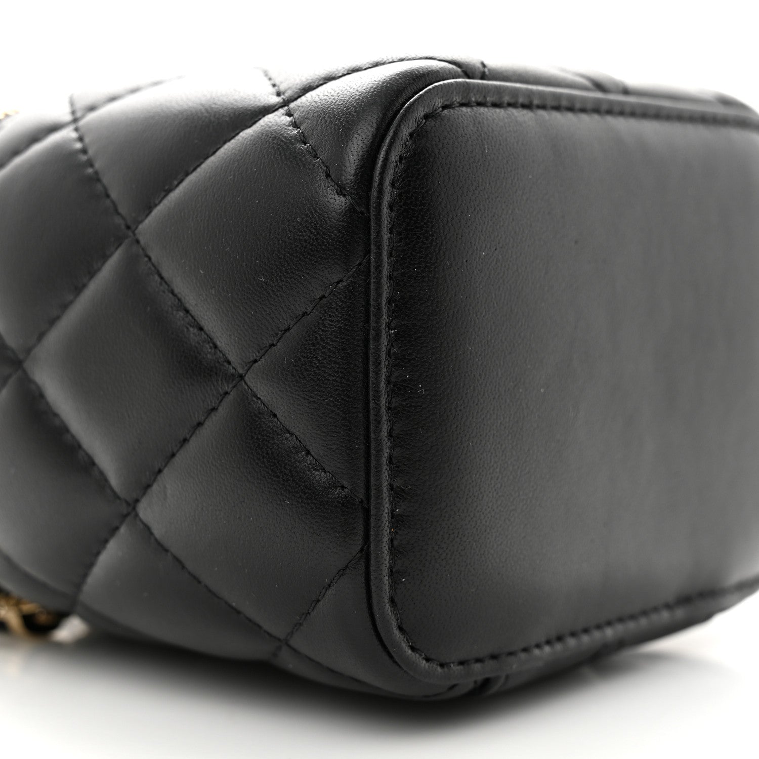 Chanel Lambskin Quilted Mini Pearl Crush Vanity Case With Chain Black 9 of 11