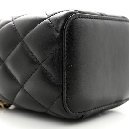 Chanel Lambskin Quilted Mini Pearl Crush Vanity Case With Chain Black 9 of 11