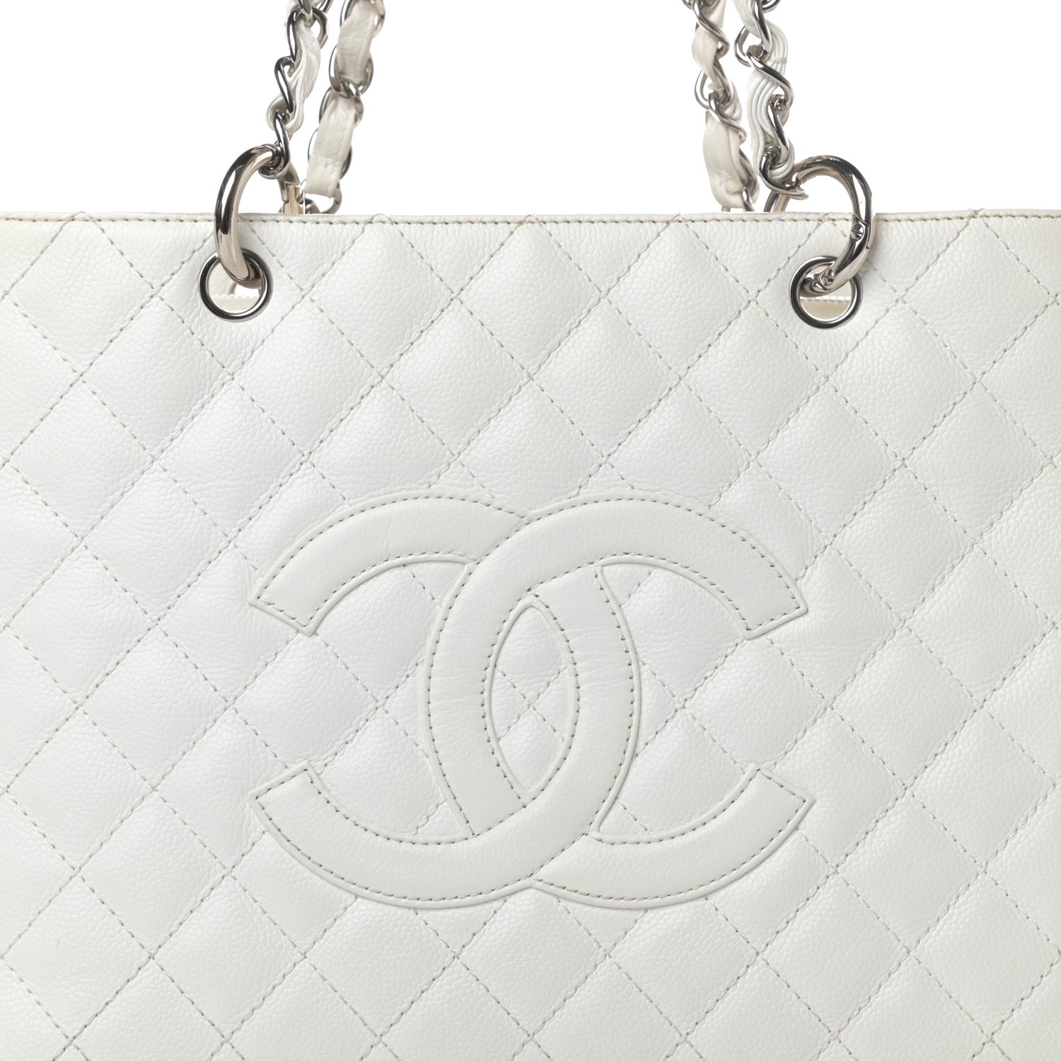 Chanel Caviar Quilted Grand Shopping Tote GST White 8 of 16