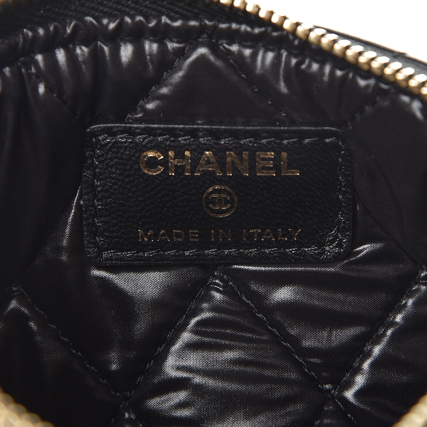 Chanel Lambskin Quilted Small Camellia Cosmetic Pouch Black White 6 of 8