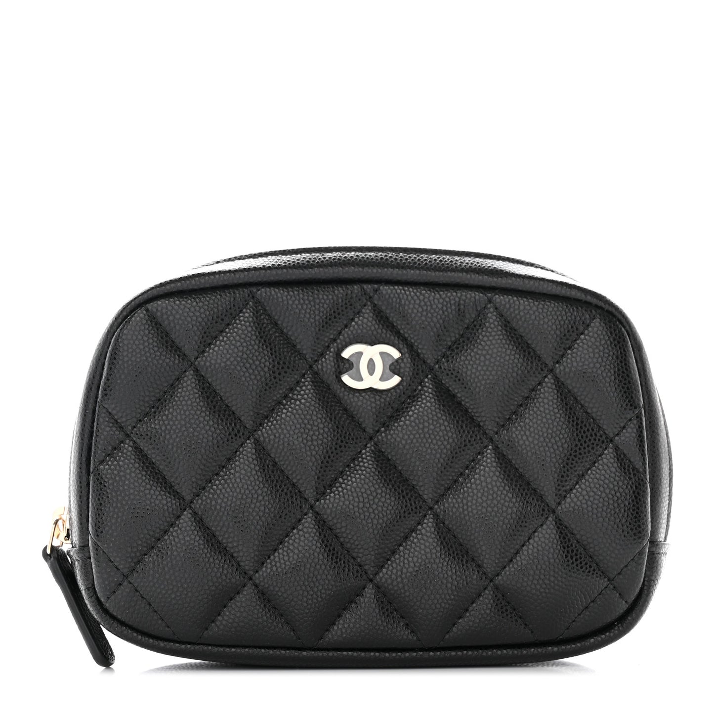 Caviar Quilted Curvy Pouch Cosmetic Case Black