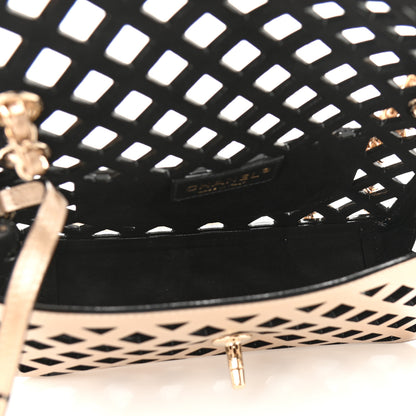 Chanel Metallic Lambskin Small Sea Through Flap Gold Black 7 of 14