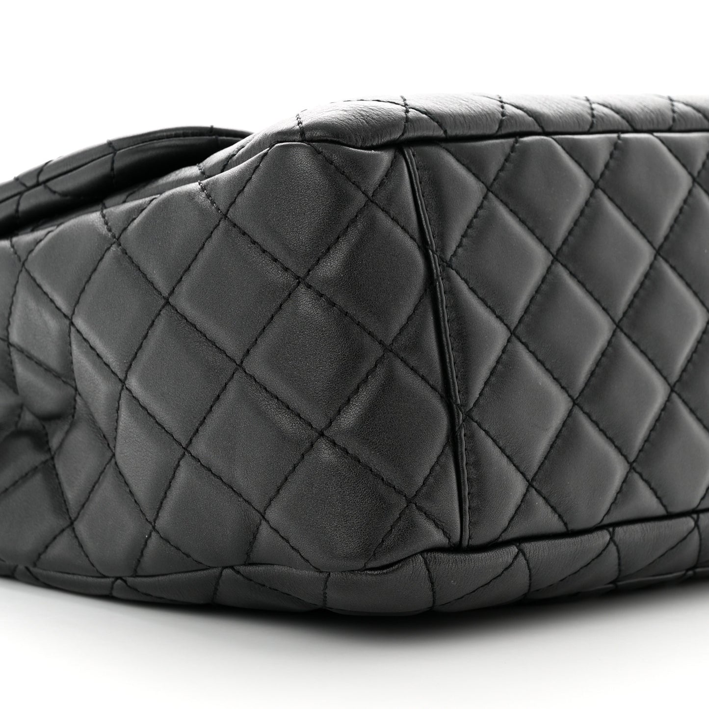 Metallized Calfskin Quilted Small XXL Travel Flap Bag Black