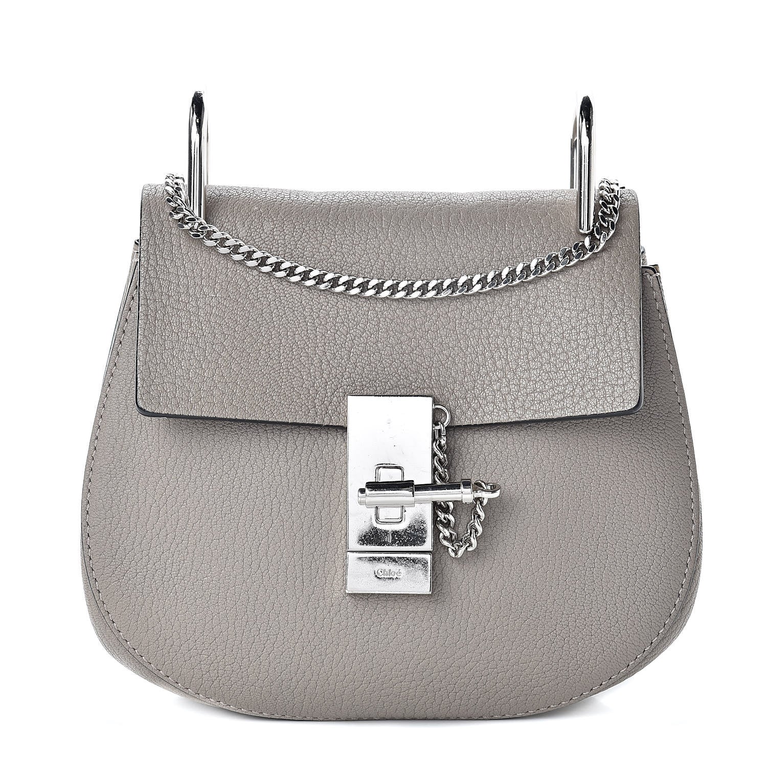 Chloe Grained Lambskin Mini Drew Shoulder Bag Cashmere Grey 1 of 19