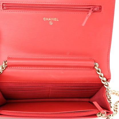 Chanel Caviar Quilted Boy Wallet On Chain WOC Red 4 of 13