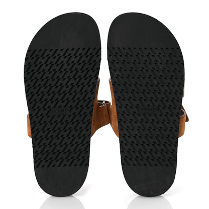 Hermes Suede Goatskin Womens Chypre Sandals 38 Naturel 38 7 of 16
